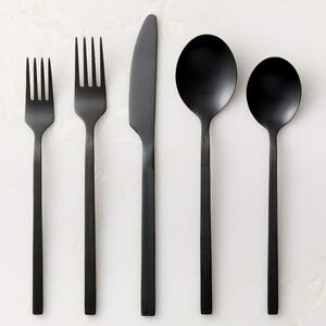 ❤️BUY 2 GET 1 FREE CB2 Parallel 20-Piece Brushed Black Flatware Set